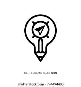Light bulb and pencil icon with Ideas. Concept ideas for business. Vector illustration.