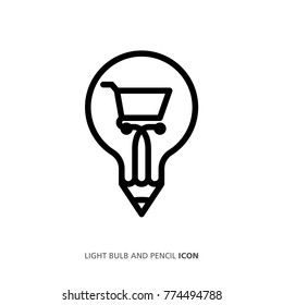 Light bulb and pencil icon with Ideas. Concept ideas for business. Vector illustration.