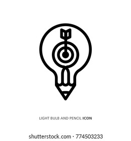 Light bulb and pencil icon with Ideas. Concept ideas for business. Vector illustration.
