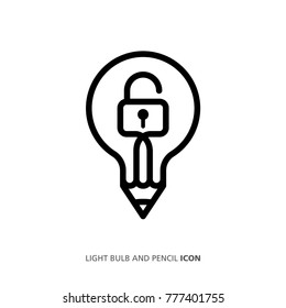 Light bulb and pencil icon with Ideas. Concept ideas for business. Vector illustration.
