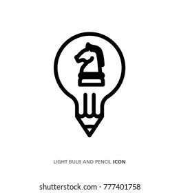 Light bulb and pencil icon with Ideas. Concept ideas for business. Vector illustration.