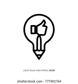 Light bulb and pencil icon with Ideas. Concept ideas for business. Vector illustration.