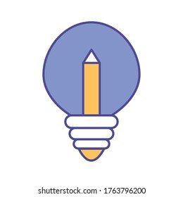 light bulb with pencil line and fill style icon design, Innovation idea and creativity theme Vector illustration