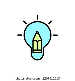 Light bulb and pencil line icon. Simple element illustration. Light bulb and pencil concept outline symbol design.