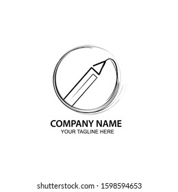 Light bulb and pencil logo template. Creative idea vector design. Smart writer logotype. Simple pencil vector logo icon.