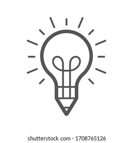 Light bulb and pencil logo template. Creative idea vector design. Smart writer logotype. EPS 10