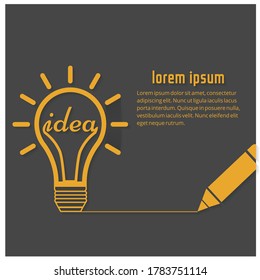 Bombilla y plantilla de logotipo de lápiz. Diseño vectorial de idea creativa. Logotipo de escritor inteligente