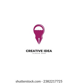 Bombilla y plantilla de logotipo de lápiz. Diseño vectorial de idea creativa. Logotipo de escritor inteligente