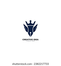 Light bulb and pencil logo template. Creative idea vector design. Smart writer logotype
