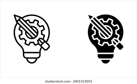 Bombilla y plantilla de logotipo de lápiz. Diseño vectorial de idea creativa. Logotipo de escritor inteligente, ilustración vectorial en fondo blanco
