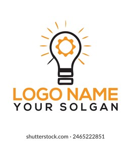 Light bulb and pencil logo template. Creative idea vector design. Smart writer logotype, vector illustration on white background creative bulb logo design with line art style Light bulb with brain