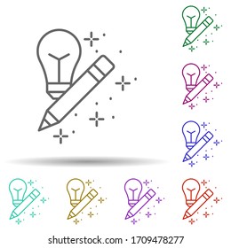 Symbol für den Kugelbleistift, mehrfarbig. Einfache dünne Linie, Vektorillustration von Copywriting-Symbolen für i und ux, Website oder mobile Applikationen