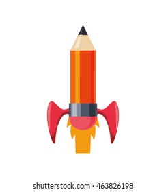 light bulb pencil rocket start up innovation icon. Isolated and flat illustration. Vector graphic