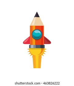 light bulb pencil rocket start up innovation icon. Isolated and flat illustration. Vector graphic
