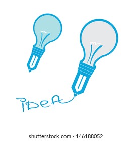 Light bulb with pencil vector illustration. big idea concept