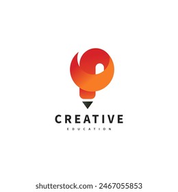 light bulb and pencil vector illustration for creative education logo design 4 