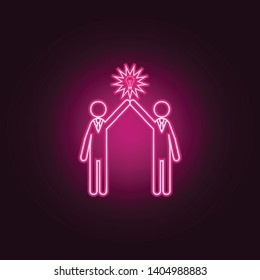 Light bulb people concept of two people neon icon. Elements of Team work set. Simple icon for websites, web design, mobile app, info graphics