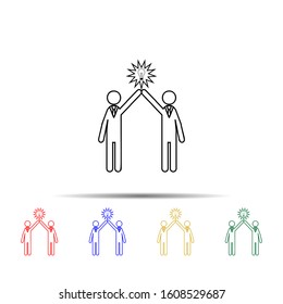 Light bulb people concept of two people multi color style icon. Simple thin line, outline vector of team work icons for ui and ux, website or mobile application