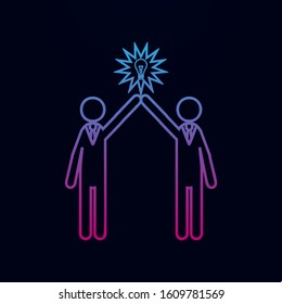 Light bulb people concept of two people nolan icon. Simple thin line, outline vector of team work icons for ui and ux, website or mobile application