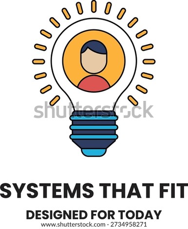 A light bulb with a person inside of it. The light bulb is designed for today