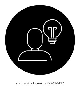 Light bulb with a person representing leadership development, thought leadership, and innovative decision-making