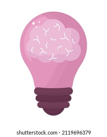 light bulb with pink brain