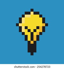 Light bulb, pixel art. Business and idea concept.