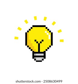 Light bulb pixel art. vector game 8 bit lamp icon logo. Idea icon, thinking