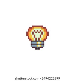 Icono de píxel de lámpara. Video juego sprite de 8 bits. Lámpara de Ilustración vectorial aislada. Símbolo, logotipo, diseño de la etiqueta.