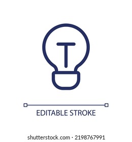Light bulb pixel perfect linear ui icon. Incandescent lamp. Search for idea. Light source. GUI, UX design. Outline isolated user interface element for app and web. Editable stroke. Arial font used