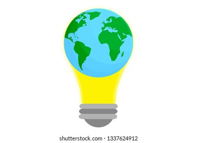 Light bulb with the planet earth.