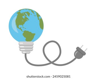 A light bulb and a planet. Earth Day. Green energy