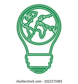 light bulb with planet earth icon ecology and saving energy