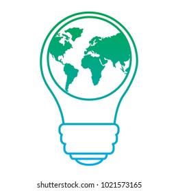 light bulb with planet earth icon ecology and saving energy