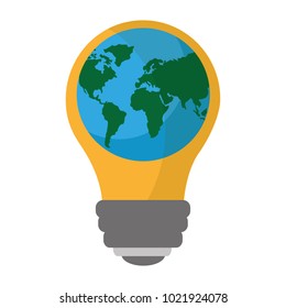 light bulb with planet earth icon ecology and saving energy