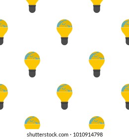 Light bulb and planet Earth pattern seamless flat style for web vector illustration