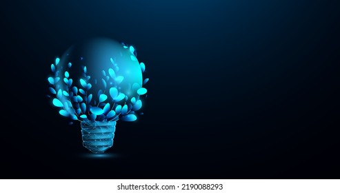 Light bulb with a plant. Ecology environment concept. Vector illustration