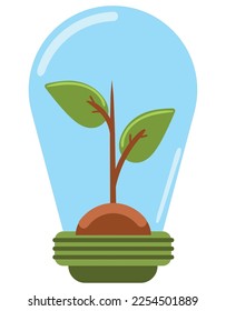 light bulb and plant ecology icon