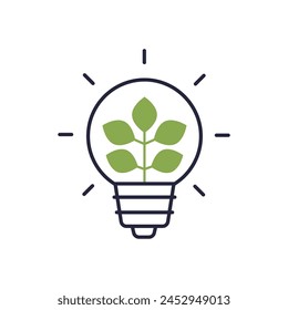 light bulb and plant icon, vector