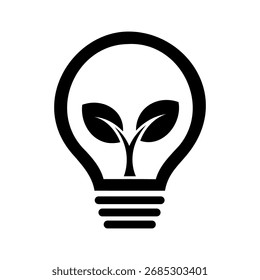 Glühbirne mit einer Pflanze im Inneren. Grünes Energiekonzept. Vektorgrafik.
