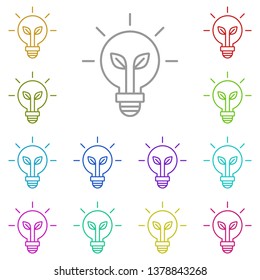 Light bulb with a plant inside multi color icon. Simple thin line, outline vector of Sustainable Energy icons for UI and UX, website or mobile application