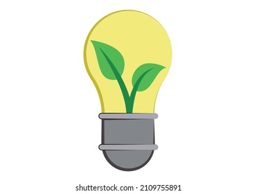 Light bulb with plant inside renewable energy.