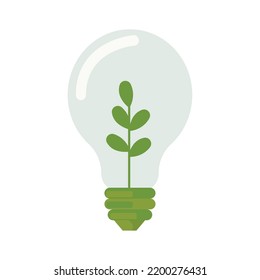 light bulb with a plant over white