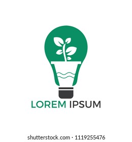 Light bulb and plant in a pot concept logo design. concept icon of education, light bulb, science.
