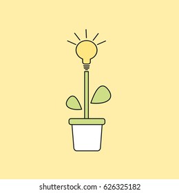 light bulb plant in a pot vector concept illustration