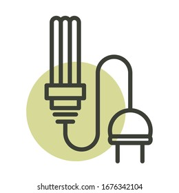 light bulb plug cable alternative sustainable energy vector illustration line style icon