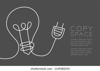 Light bulb with plug cable white color, Smart power concept design illustration isolated on blue background, with copy space
