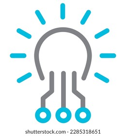 Light bulb plus AI line icon