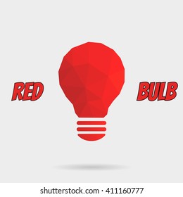 Light bulb polygon illustration. Light bulb low poly . Polygon design. Red Bulb logo. 