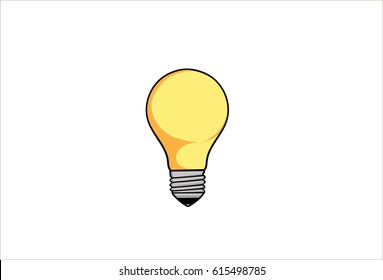 Light bulb, pop art, cartoon hand drawn illustration isolated on white background